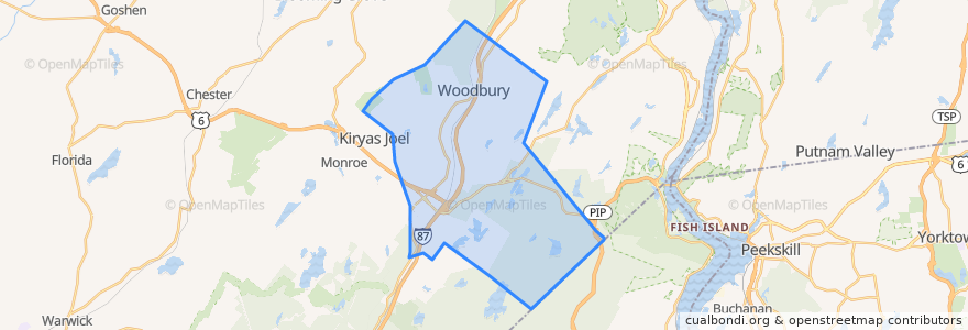 Mapa de ubicacion de Town of Woodbury.