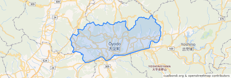 Mapa de ubicacion de 大淀町.