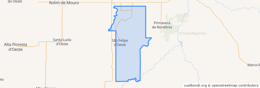 Mapa de ubicacion de São Felipe d'Oeste.