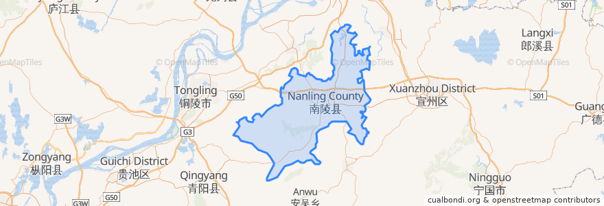 Mapa de ubicacion de Nanling.