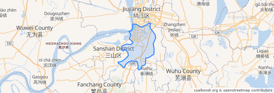 Mapa de ubicacion de 弋江区.