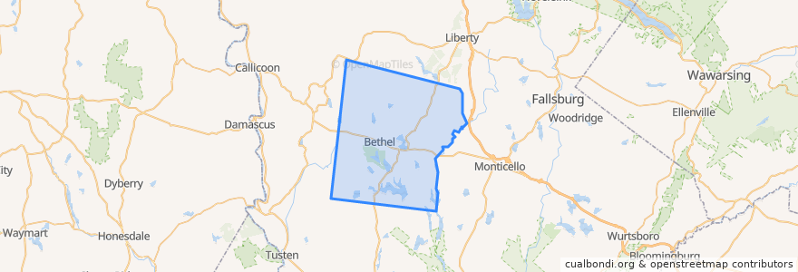 Mapa de ubicacion de Town of Bethel.