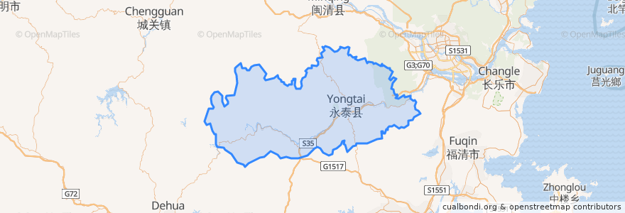 Mapa de ubicacion de Yongtai.