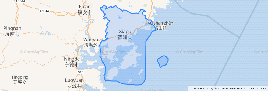 Mapa de ubicacion de Xian de Xiapu.