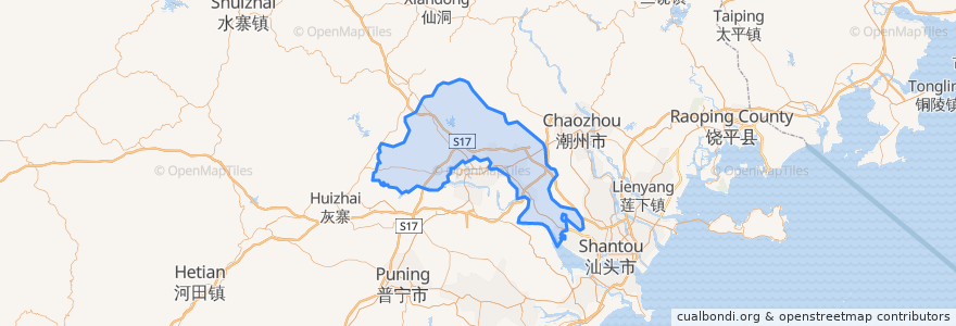 Mapa de ubicacion de 揭东区.