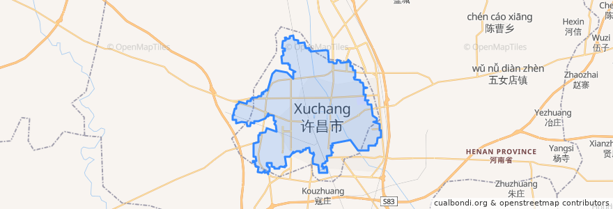 Mapa de ubicacion de 魏都区.