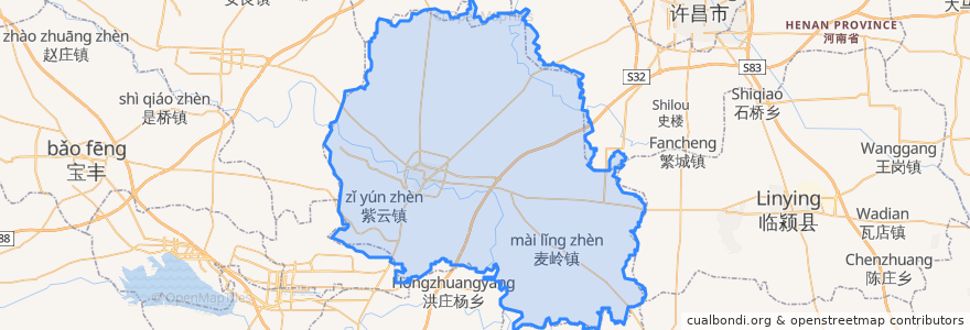 Mapa de ubicacion de Xiangcheng County.