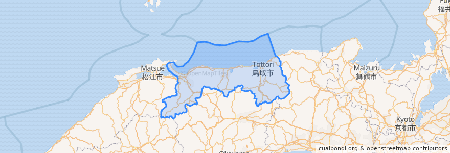 Mapa de ubicacion de Tottori Prefecture.