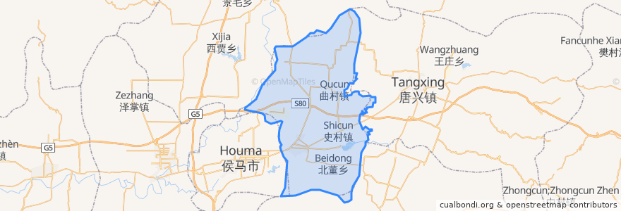 Mapa de ubicacion de 曲沃县.