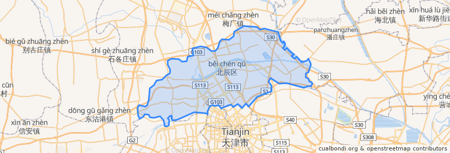 Mapa de ubicacion de 北辰区.