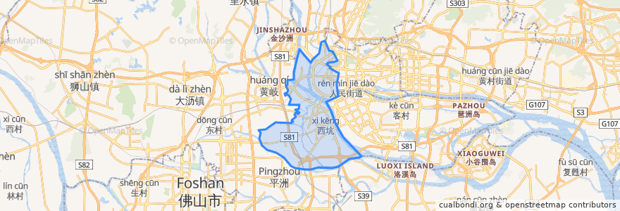 Mapa de ubicacion de 荔湾区.