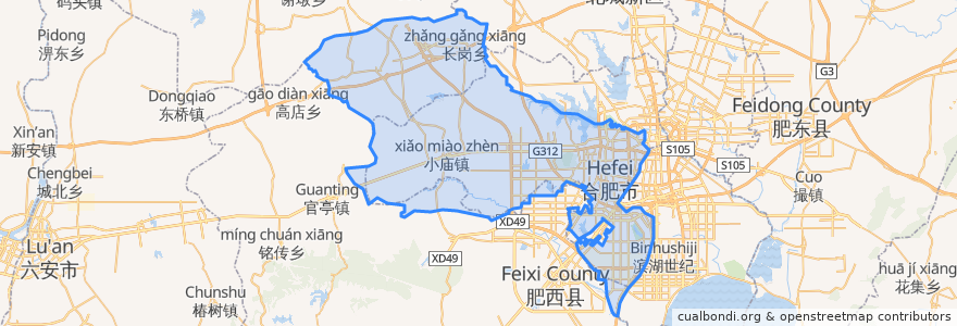 Mapa de ubicacion de 蜀山区.