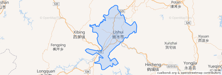 Mapa de ubicacion de 莲都区.