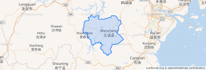 Mapa de ubicacion de 文成县.