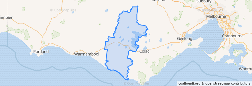 Mapa de ubicacion de Shire of Corangamite.