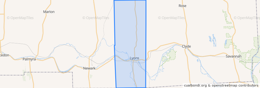 Mapa de ubicacion de Lyons Town.