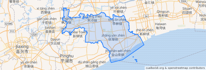 Mapa de ubicacion de 金山区.