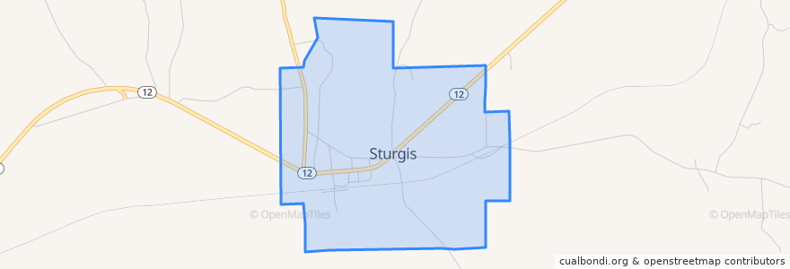 Mapa de ubicacion de Sturgis.