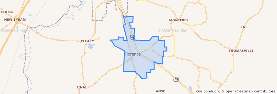 Mapa de ubicacion de Florence.