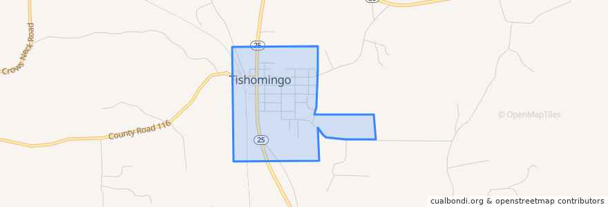 Mapa de ubicacion de Tishomingo.