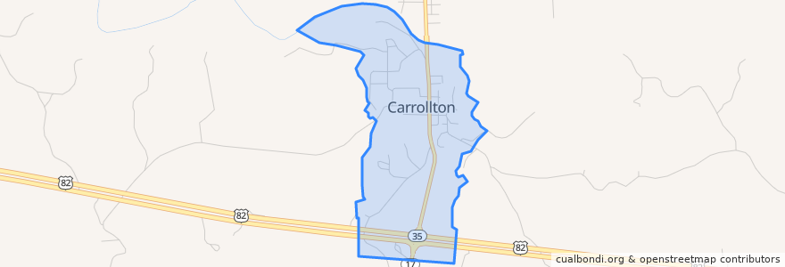 Mapa de ubicacion de Carrollton.