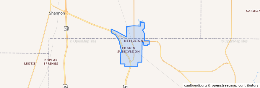 Mapa de ubicacion de Nettleton.