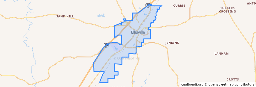 Mapa de ubicacion de Ellisville.