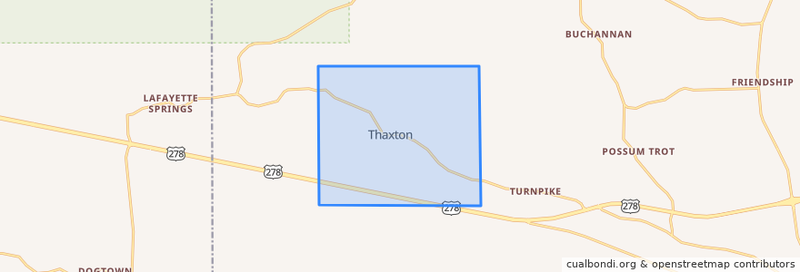 Mapa de ubicacion de Thaxton.