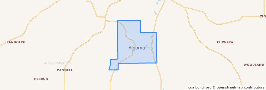 Mapa de ubicacion de Algoma.