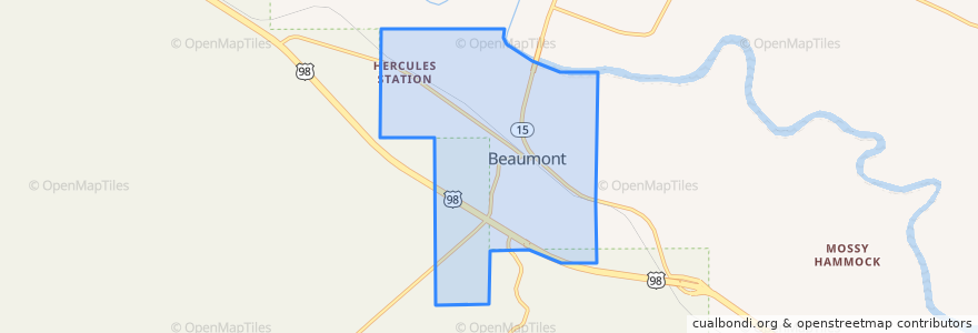 Mapa de ubicacion de Beaumont.