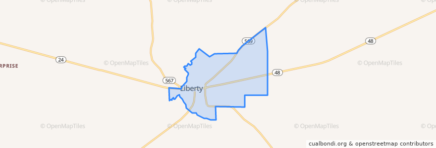 Mapa de ubicacion de Liberty.