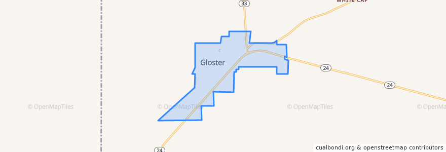 Mapa de ubicacion de Gloster.