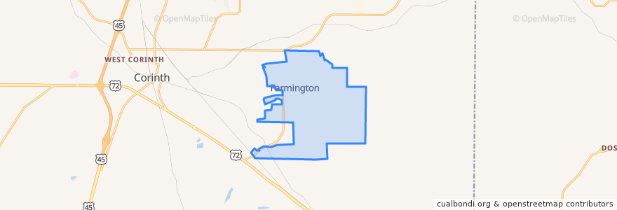 Mapa de ubicacion de Farmington.