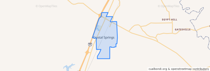 Mapa de ubicacion de Crystal Springs.