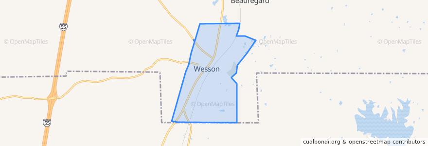 Mapa de ubicacion de Wesson.