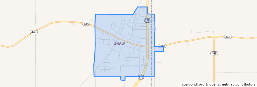 Mapa de ubicacion de Shaw.