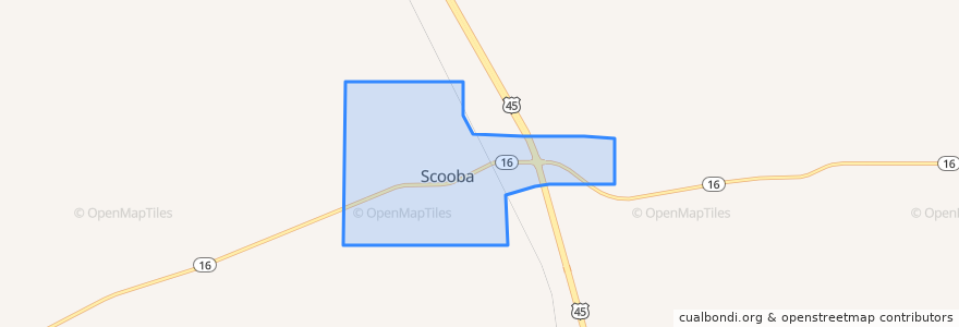 Mapa de ubicacion de Scooba.