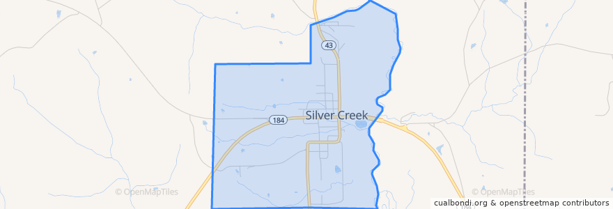 Mapa de ubicacion de Silver Creek.