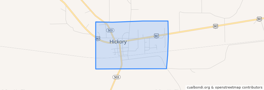 Mapa de ubicacion de Hickory.