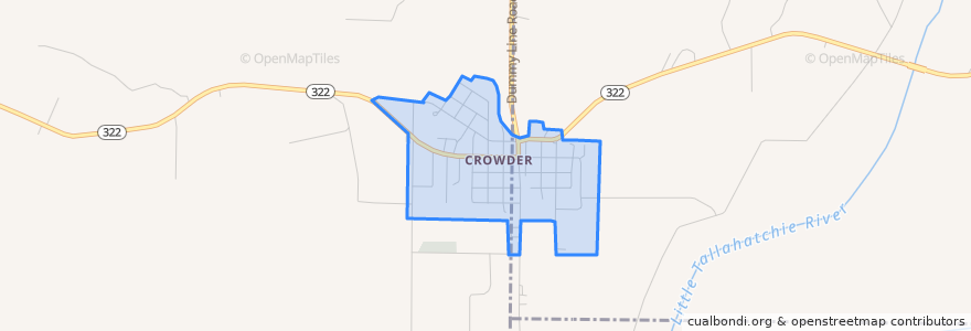 Mapa de ubicacion de Crowder.