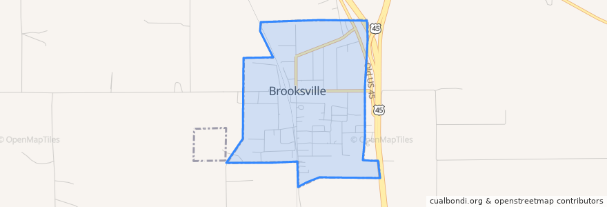 Mapa de ubicacion de Brooksville.