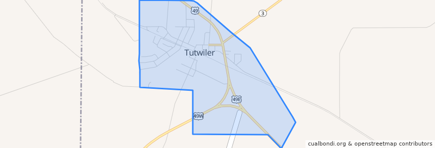 Mapa de ubicacion de Tutwiler.