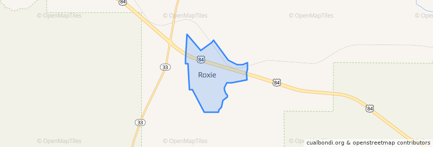 Mapa de ubicacion de Roxie.