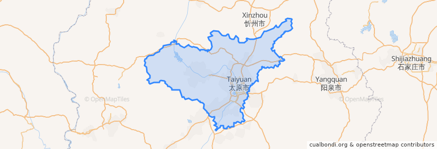 Mapa de ubicacion de Taiyuan.