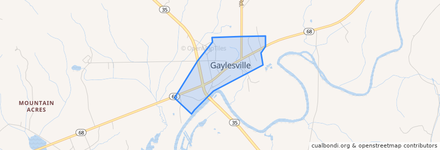 Mapa de ubicacion de Gaylesville.