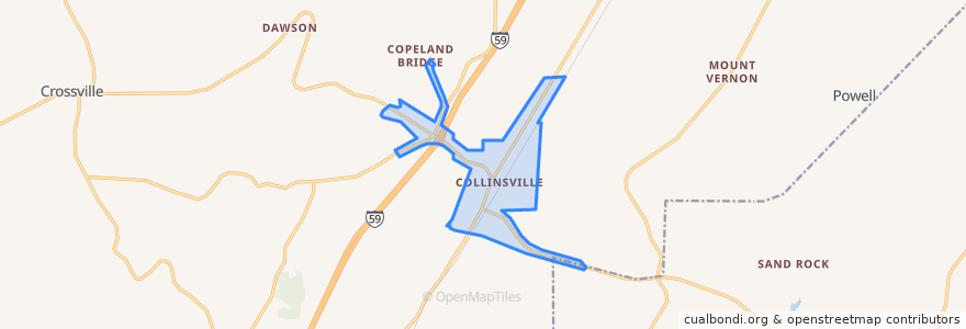 Mapa de ubicacion de Collinsville.