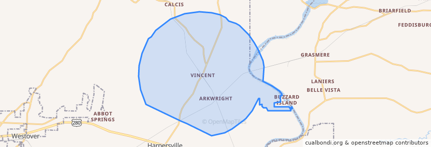 Mapa de ubicacion de Vincent.