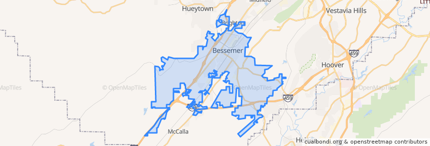 Mapa de ubicacion de Bessemer.