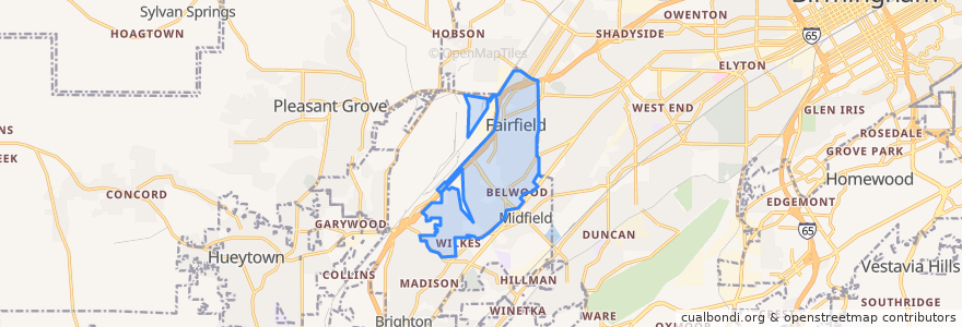 Mapa de ubicacion de Fairfield.