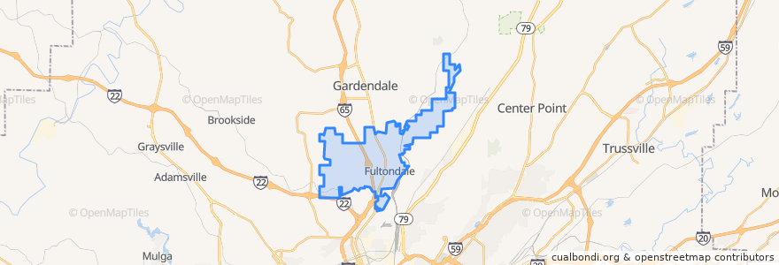 Mapa de ubicacion de Fultondale.